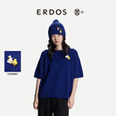 ERDOS【善+系列初绒】26早秋圆领短袖宽松女套衫羊绒衫 银河钴蓝色 L 170/88A