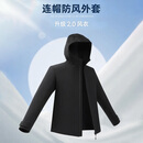 利郎轻时尚男装【商旅通勤】风衣男连帽防风蓄暖弹力抗皱易打理外套 黑色 XL (175)