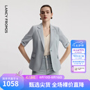 朗姿【Basic衣橱】朗姿25气质西装春季时尚高智风修身职业西服外套女 浅雾霾蓝色2 M