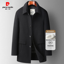 皮尔卡丹（pierre cardin）羊绒双面呢大衣男可脱卸鹅绒内胆冬季羊毛呢子外套爸爸装冬装 黑色 XL 180建议136-155斤