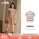 FILA 斐乐杨幂同款女子编织衫2026秋新款时尚休闲修身上衣短袖POLO衫 钛白色-IV M 165/84A/M