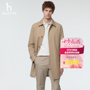 哈吉斯（HAZZYS）男装 2026春季新款外套中长款通勤翻领单排扣风衣男ASWZH0DAH01 米色BI L （175/96A 48）
