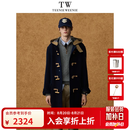 Teenie Weenie小熊男装牛角扣中长款复古通勤保暖毛呢外套 藏青 L