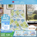 富安娜家纺毛毯 双人加大空调毯午睡毯法兰绒毯子 邂逅阳光180*200cm 绿