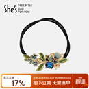She's茜子梵高鸢尾手工滴油发绳渐变花朵双股皮筋头绳生日礼物