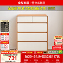 全友家居 原木奶油风斗柜卧室床尾柜客厅家用抽屉式收纳储物置物柜子