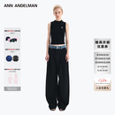 ANN ANDELMAN【王玉雯同款】官方直营 牛仔腰头拼接西裤直筒长裤 黑色 XS