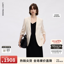 朗姿【律师系列】桑蚕丝职业正装气质西服夏季新款商务西装 米白色 L