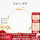 IL&CO尤珂 黄18K金坦桑石手链红宝石碧玺镶嵌多色宝石手饰时尚珠宝 五色宝石约 手链