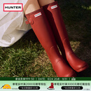 HUNTER雨靴户外露营女鞋惠灵顿经典英伦防水防滑骑士靴女长筒女靴高筒靴 哑光军红色/MLR 38