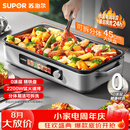 苏泊尔（SUPOR）烤肉锅电烤盘 0涂层精铁不粘电烧烤炉 家用烤肉烤串一体多功能电烤炉分体式可拆洗 GJ4525PF816