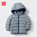优衣库婴幼儿PUFFTECH空气棉服可机洗拉链连帽外套宝宝486417 01 乳白色 100