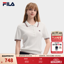 FILA斐乐编织POLO衫26新款女士编织衫简约休闲百搭翻领短袖上衣 标准白-WT XL 175/92A/XL