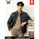 中围品牌真皮皮衣男款秋冬山羊皮夹克帅气翻领机车服休闲高端外套短款 黑色 XL (180)/ 推荐【140-160斤】