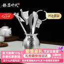 银器时代纯手工锤纹茶道六君子茶铲茶针茶叉茶夹茶筒茶则足银999茶具配件 6件茶道六君子460克+证书