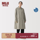 MUJI 女式不易沾水防紫外线立领长大衣防晒衣外套中长款 女装春季风衣 浅灰棕色 M （160/84A）