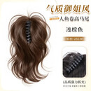 【人鱼卷】马尾高颅顶增发量抓夹辣妹御姐蓬松短马尾喷泉发夹ZN 人鱼卷发马尾【浅棕色】