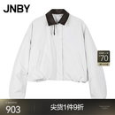江南布衣（JNBY）秋冬日常休闲短款棉衣宽松翻领O型5PBB1553H 126/灰白 S