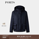 PORTS宝姿女装2025秋季新款几何花型绗缝造型夹克 午夜蓝 M