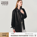 Teenie Weenie小熊女装皮衣2026秋季新款软糯复古宽松绵羊皮外套 黑色 L