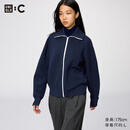 优衣库罗纹拉链针织开衫女装男装合作款/毛衣毛衫外套491977 69 藏青色 M