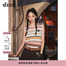 DZZIT地素针织背心2026夏季新款彩虹条纹镂空设计上衣女3K2EE5429 彩色 S