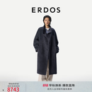 ERDOS【自在系列】26秋冬立领羊驼毛长款保暖外套女毛呢大衣 黑灰 S 160/80A