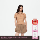 RE'VAN芮范设计师款甜酷感小刺绣卡其条纹polo套装RK72403255 卡其（条） S /36