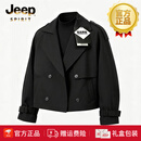 JEEP SPIRIT轻奢英伦风短款风衣外套男士秋冬季新款西装领夹克休闲上衣男 黑色 【专柜优选】 S 165