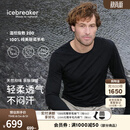 icebreaker100%美利奴羊毛诺男女200Oasis户外登山徒步运动速干保暖功能内衣 纯黑-上衣-男生 M
