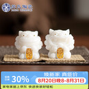 苏氏陶瓷冰种玉瓷茶宠摆件招财进宝国潮醒狮一对茶桌摆件伴手礼