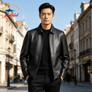 鲨鱼集合100%头层绵羊皮男士皮衣真皮2026新款秋冬季商务休闲爸爸皮夹克男 黑色 【国际一线品牌男装】 XL 175/XL【推荐130-155斤】