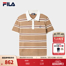 斐乐【杨幂同款】编织POLO衫｜FILA26秋季新款女士编织衫上衣短袖 单宁卡其-DK L 170/88A/L