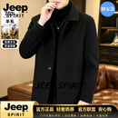 JEEP SPIRIT高档轻奢短款双面呢无羊绒大衣2026秋冬季外套男士风衣男装大衣 黑色 【专柜优选】 M 身高165左右