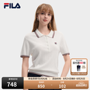 FILA斐乐编织POLO衫26新款女士编织衫简约休闲百搭翻领短袖上衣 标准白-WT XL 175/92A/XL
