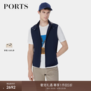 PORTS宝姿男装秋冬新款混纺面料可拆卸连帽马甲 藏青色 2XL