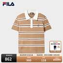 斐乐【杨幂同款】编织POLO衫｜FILA26秋季新款女士编织衫上衣短袖 单宁卡其-DK L 170/88A/L