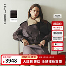 朗姿【高智衣橱】朗姿25羊皮收腰修身革仿皮皮衣女率性2026年秋季新款 深咖色 S