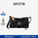 GROTTO个乐黑石包经典大容量植鞣绵羊皮单肩斜挎通勤软包男女款礼物 黑石M（银标）