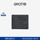 个乐经典羊皮短款钱包手工真皮多卡位卡夹卡包情侣礼物 黑色（红裤子小男孩）
