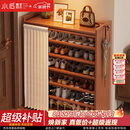 小匠材鞋架小型家用门口多层入户柜简易玄关防尘收纳鞋柜茶色5层70cm