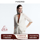 娜尔思（NAERSI）【桑蚕丝】商场同款西装外套/长裤套装26年秋季新款 本白色-LA01967V1 L