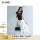 SNIDEL连衣裙女26春夏新品优雅斜肩无袖针织拼接印花长裙SWNO262032 黑色 M (1)