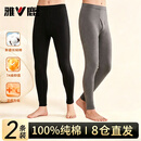 雅鹿2条100%纯棉男士秋裤男保暖衬裤冬季薄款全棉7A抗菌棉毛打底单裤