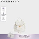 CHARLES&KEITH菱格大容量柔软背包书包双肩包包女包七夕礼物送女友CK2-60151400 Cream奶白色 S