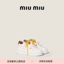 MiuMiu【礼物】缪缪女士牛皮革运动鞋鞋子 白色/干邑色 37.5