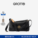 GROTTO个乐黑石包经典大容量植鞣绵羊皮单肩斜挎通勤软包男女款礼物 黑石M（金标）