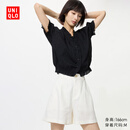 优衣库麻棉短裤女装/裤子482170 01 乳白色 L
