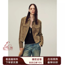 付智恩 进口头层绒面羊皮短款夹克外套女复古箱型真皮皮衣丨风度 沙褐色. 柔雾细腻 埃塞俄比亚绒面羊皮 M