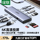 绿联Type-C扩展坞HDMI转接头4K60Hz拓展坞投屏千兆网口读卡USB3.0适用Macbook Air2025华为联想苹果